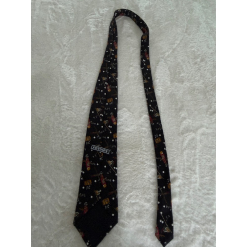 Odyssey‎ Mens Golf Theme Silk Tie Black Novelty Golf Clubs Bags Made in USA